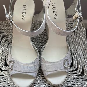 Guess Silver and Wedge Sandals White Sandals
